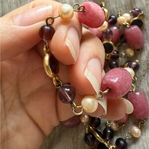 Banana Republic Pink and Purple Beaded Necklace w/Pearls
